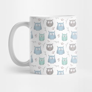 Whimsical Blue and Green Owls Mug